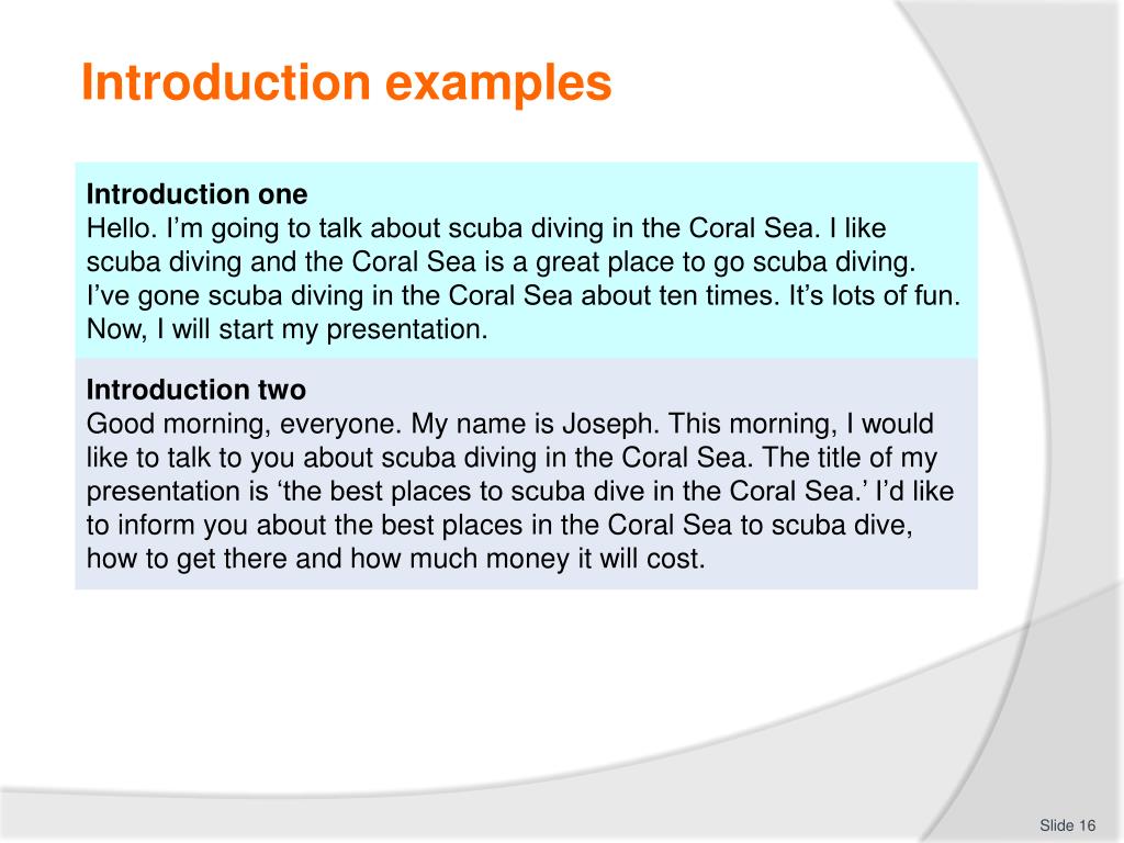 presentation introduction example for students